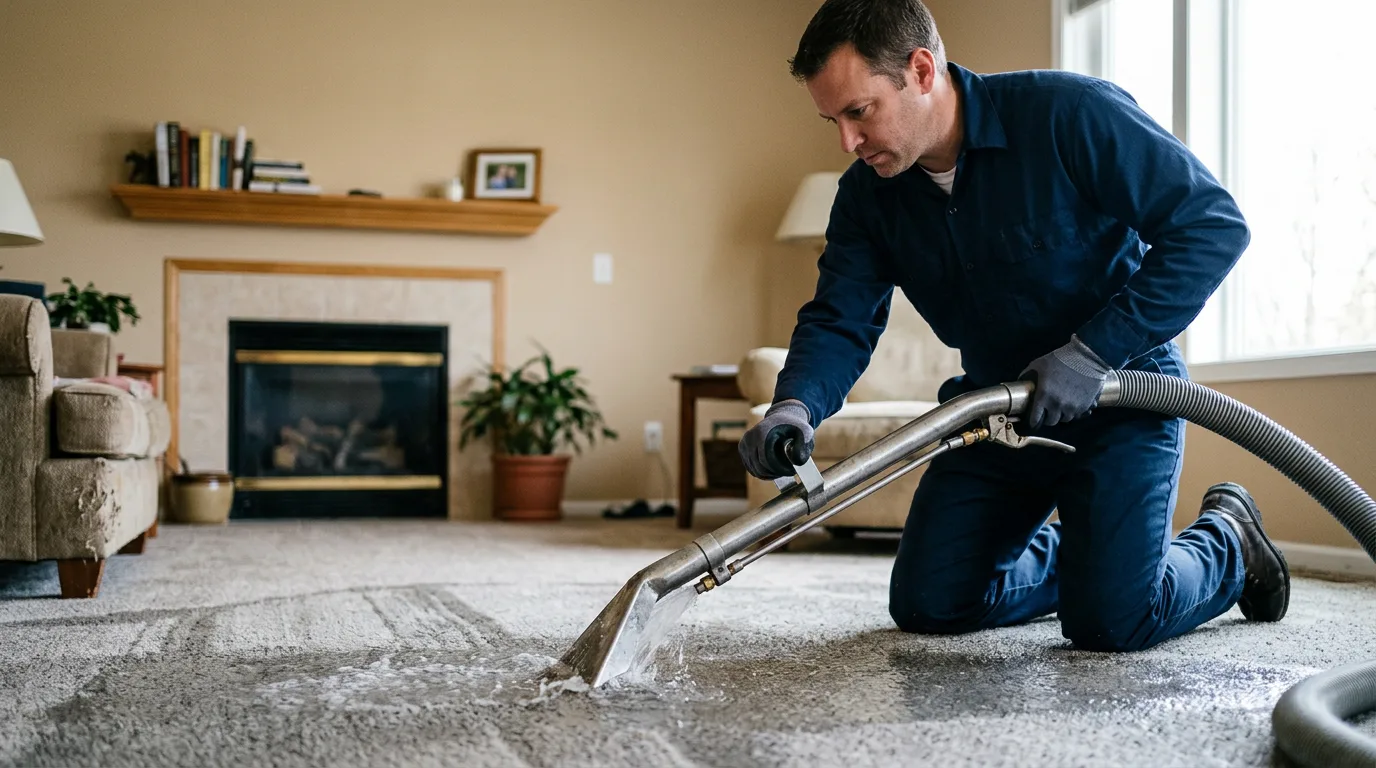 Water damage restoration technician working near Shamrock, OK